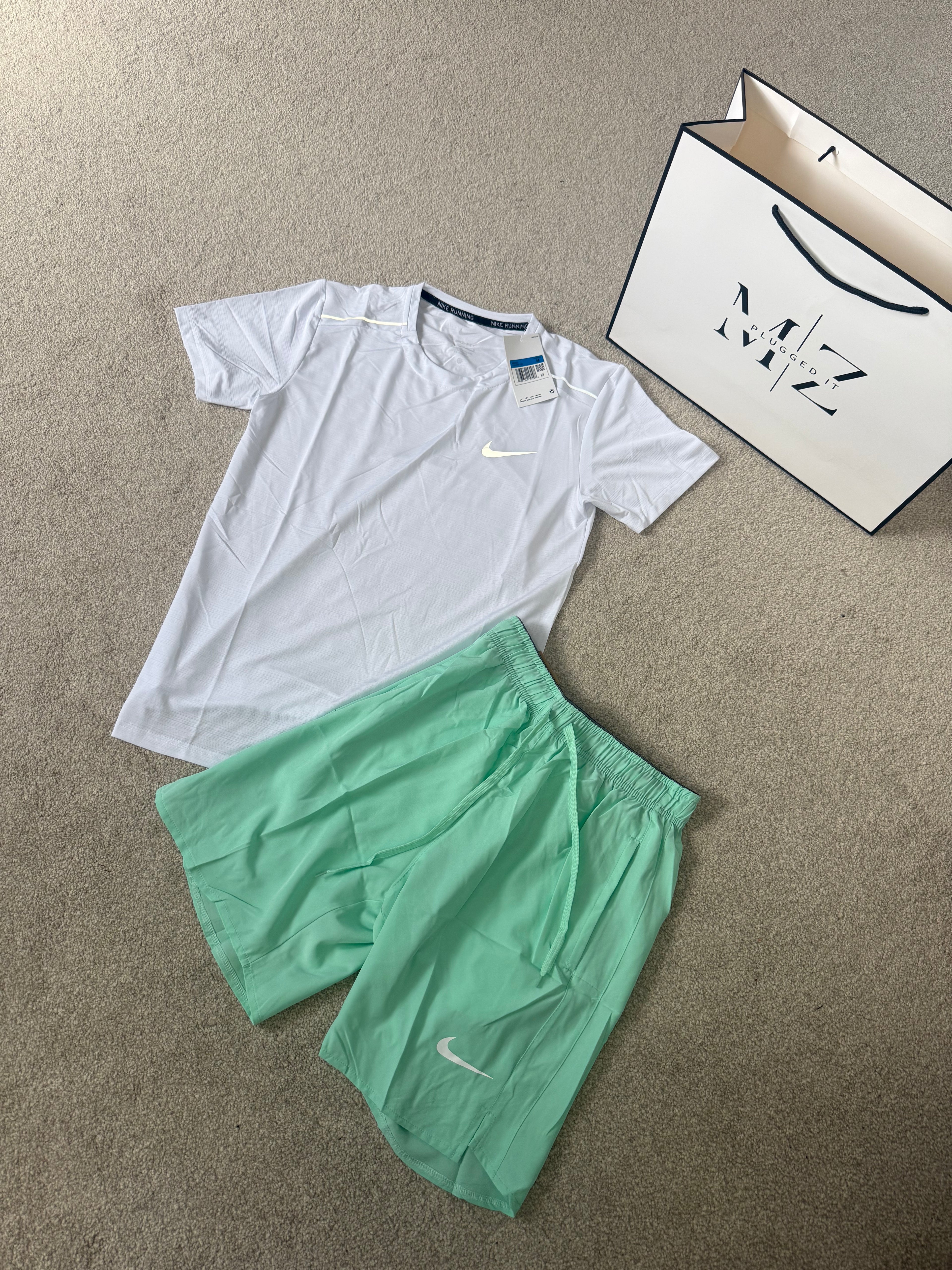Miler White/Mint Green Short Set